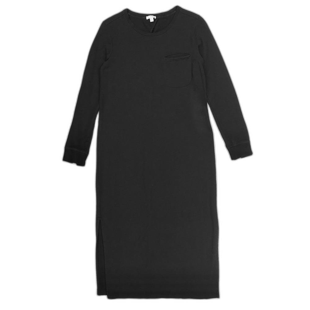 CUYANA Pima Cotton French Terry Long Sleeve Midi Dress Lagenlook Boho Minimal XS